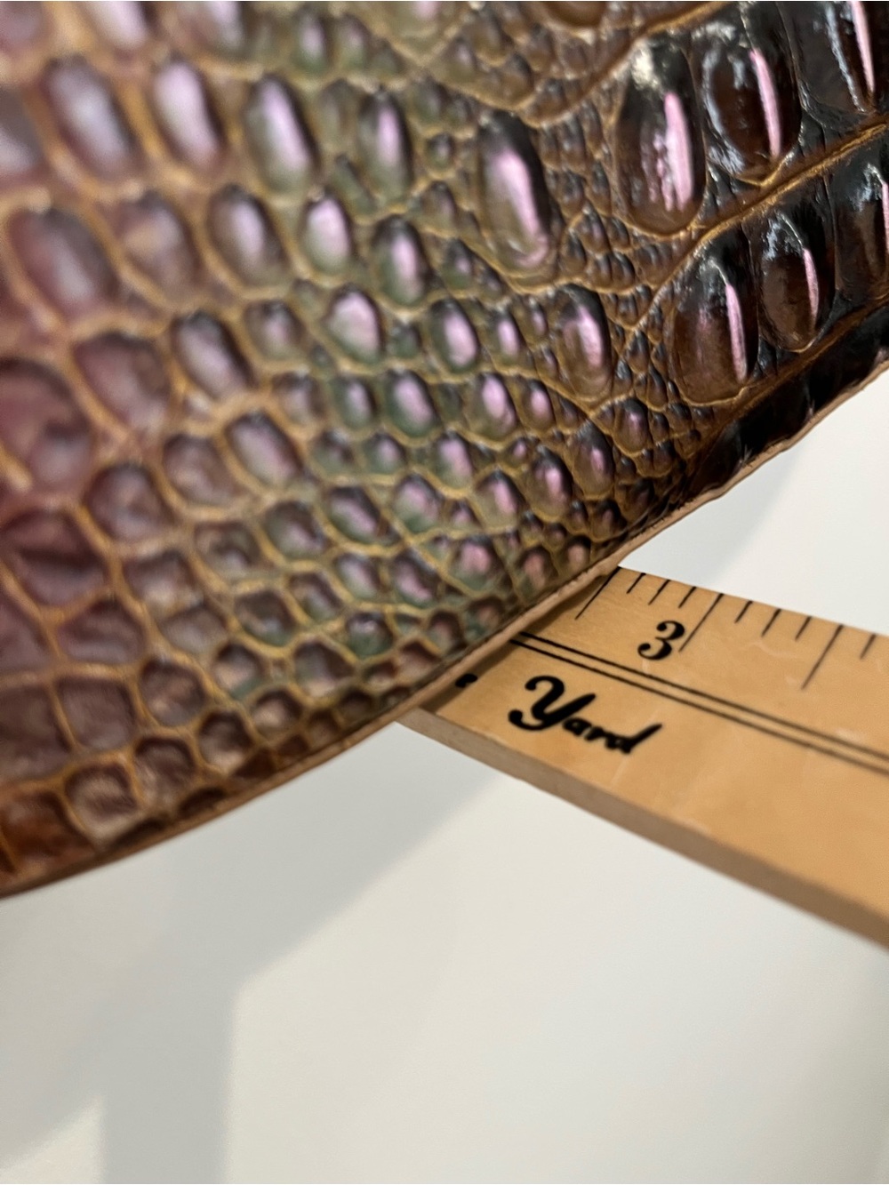 Brahmin Brown & Green Iridescent Croc-Embossed Leather Crossbody Katie‎ Bag - Picture 10 of 14